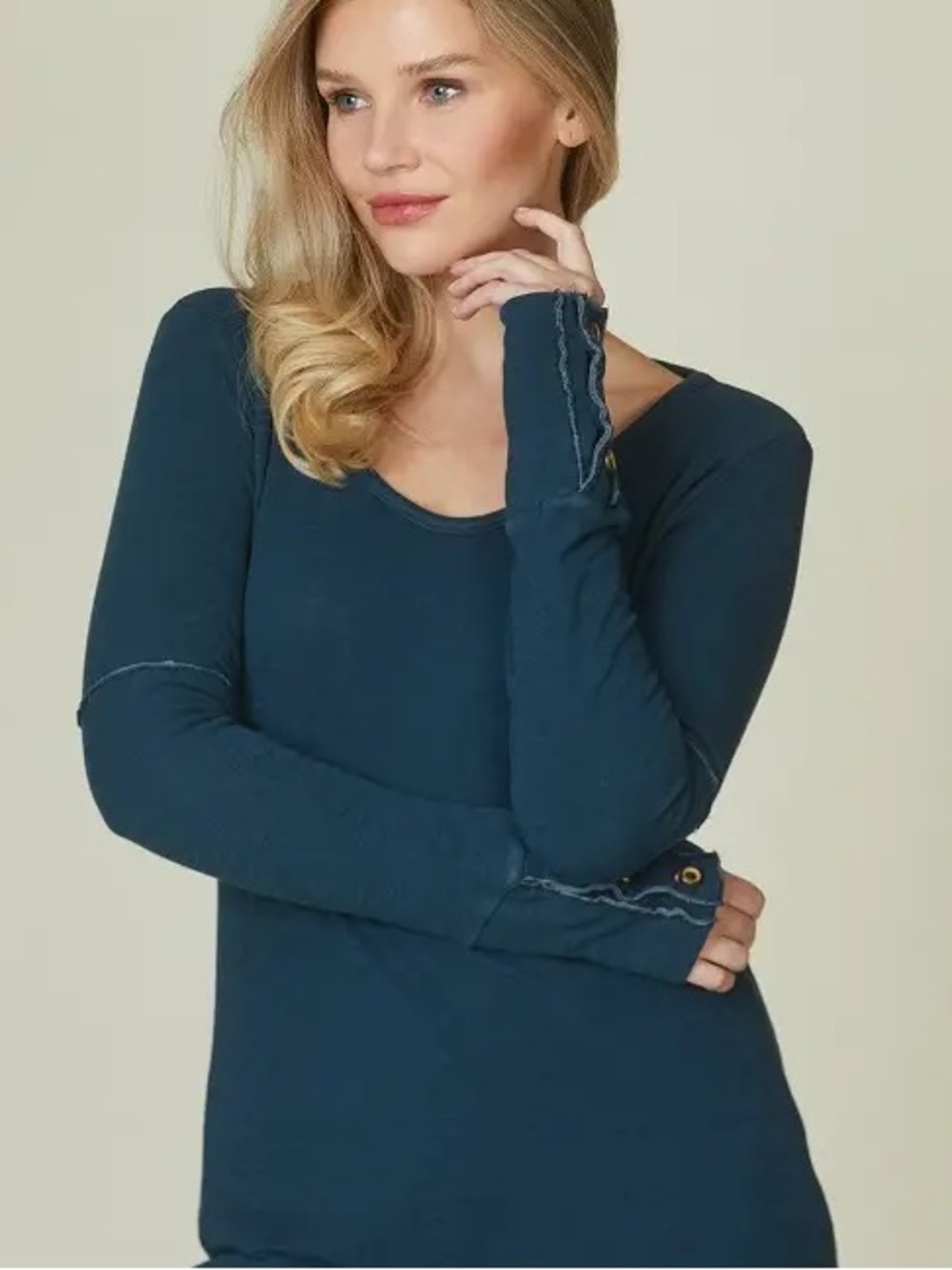 AmericanAble Long Sleeve Button Cuff Thermal Top